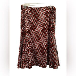 Vintage Y2K KC Stevens RETRO A-line Eye-Popping Orange Fall Midi Skirt Womens L